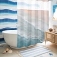 thumbnail image 6 of No Hook Shower Curtain, Beach Blue Waterproof Fabric Shower Curtains for Bathroom, Gradient Ocean Waves Seashore Sunset Bathroom Curtain with Mesh Top Window for Home Hotel Bathtub 48"x72", 6 of 9