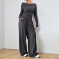 thumbnail image 3 of Yokua Two-piece women's long-sleeved travel suit, comfortable home wear, loose pants, casual sports suit, 3 of 7