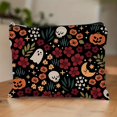 thumbnail image 3 of Halloween-Themed Makeup Bag with Zipper - Waterproof Polyester, Adult Travel Toiletry Organizer, Pumpkin Skull Design - Perfect Gift, 3 of 5
