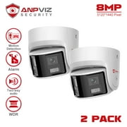 Anpviz 2PCS 8MP PoE Dual-Lens Turret Security Camera, Panoramic 180Ultra-Wide Angle, Full Metal Housing IP Camera Hutdoor with Human/Vehicle Detection