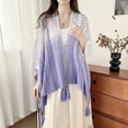 thumbnail image 3 of Hzzsbu Women's Gradient Color Cloak Cape Knit Shawl Vintage Ethnic Style Poncho, 3 of 7