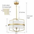 thumbnail image 6 of Modern Gold Chandelier Light 3-Light Drum Shade Pendant Light Fixture for Dining Room, 6 of 7