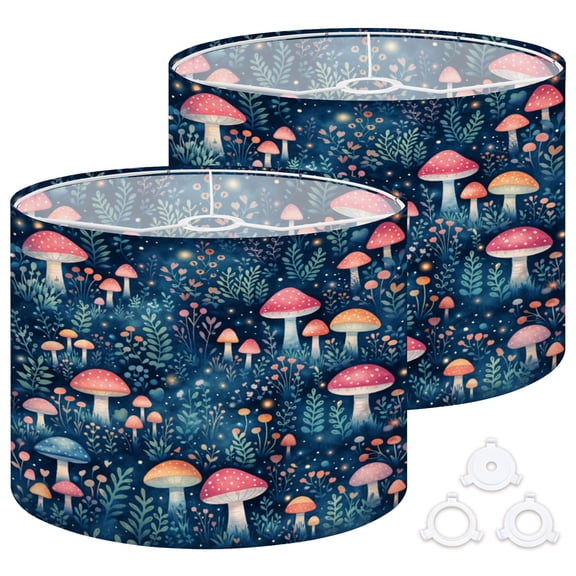 Lamp Shades Set of 2 Easy Assembly Damask mushroom Drum Lampshades for Table Lamps Floor Lamps Pendant Light 13"x13"x10" Replacement Lamp Shade