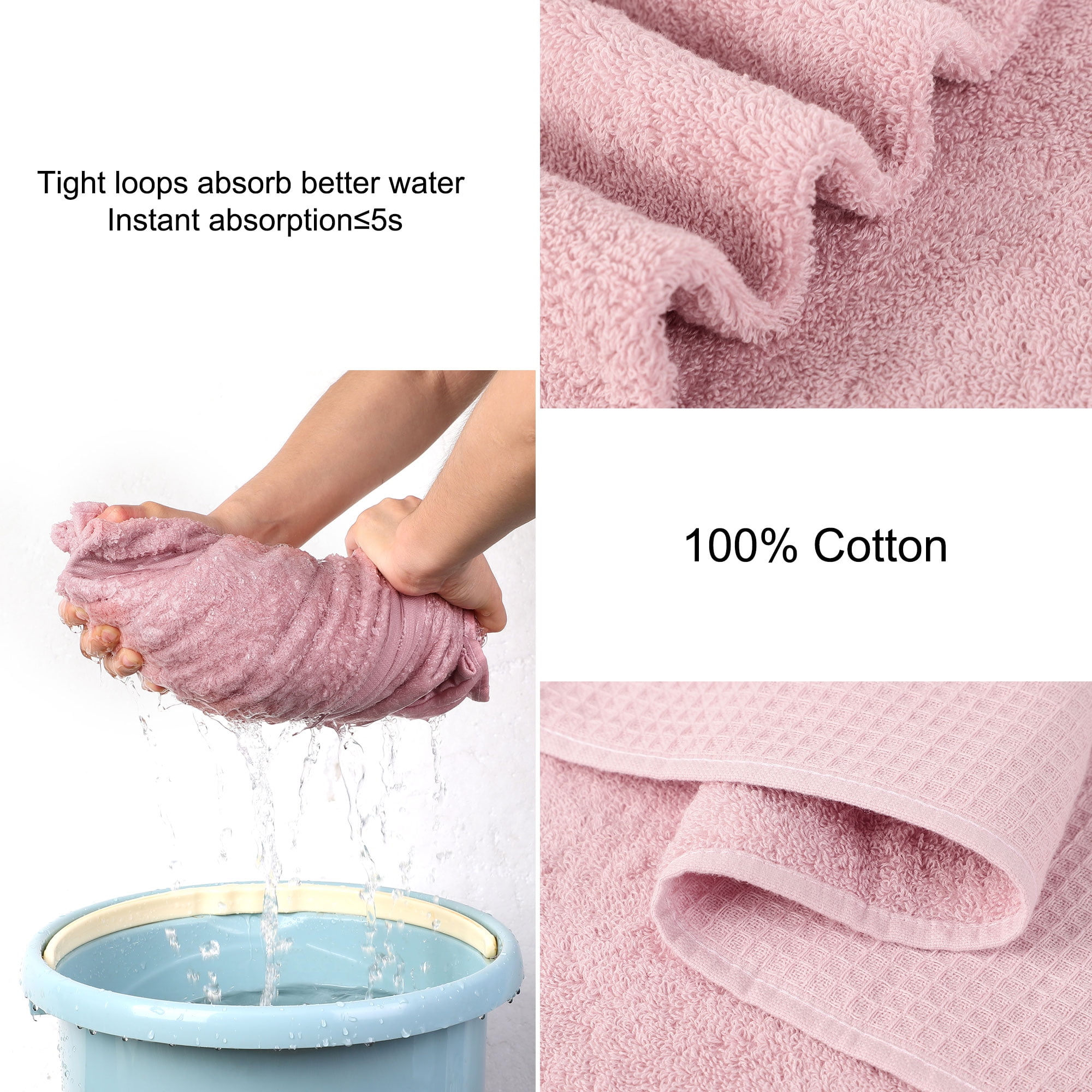 Unique Bargains 4-Pack Cotton Waffle Weave Absorbent Bath Towels 27" x 55" Mixed Color