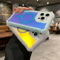 thumbnail image 2 of Magnetic Case for iPhone 16 Plus, Compatible with Magsafe, Cute Unique Laser Shockproof Lightweight Ultra Slim TPU + PC Phone Case Cover for Men and Women for iPhone 16 Plus - Bluepurple, 2 of 10