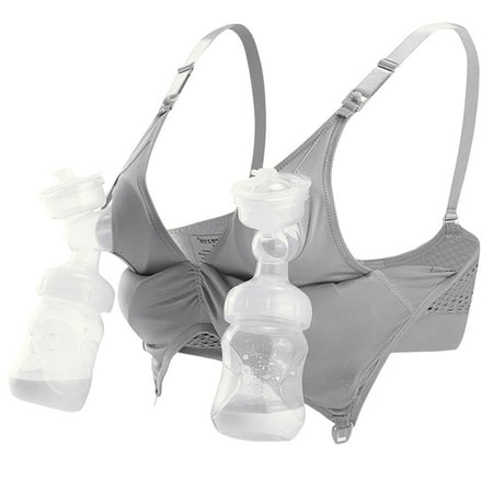 

iLoveSIA Nursing Bra Build in Pumping bra 2 in 1 Breast-pumps Bra Grey Size 2XL