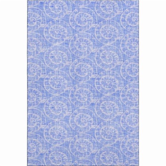 HomeRoots 646103 10 x 14 ft. Blue & Ivory Geometric Coastal Washable Machine Made Rectangle Area Rug with UV Protection