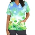 thumbnail image 3 of lcziwo Womens St. Patrick's Day Scrubs Tops Workwear V Neck Short Sleeve Print Nursing Uniform Casual Scrubs Shirts with Pockets 2025 Vacation Outfits Sky Blue XL Lightning Sales Today, 3 of 6