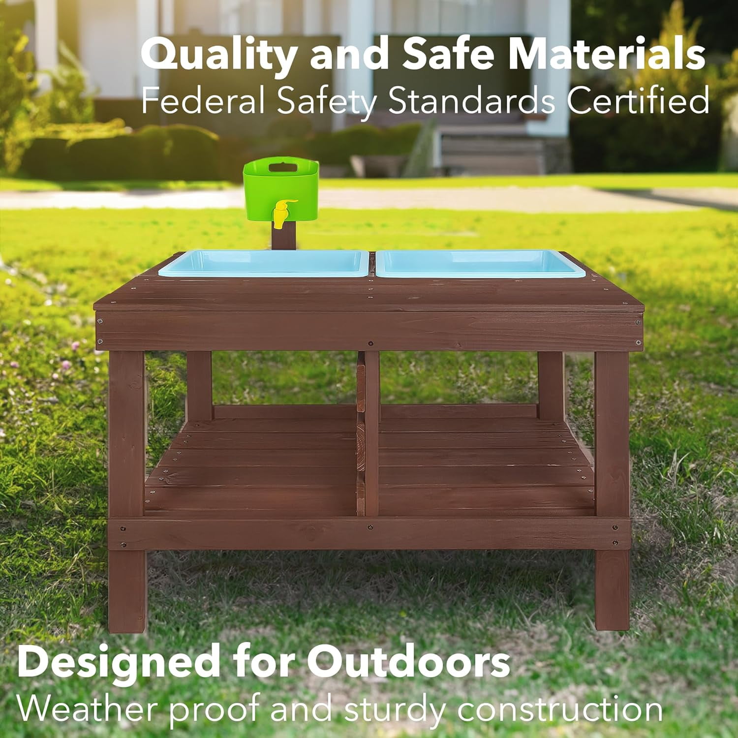 WonkaWoo Sand and Water Table for Toddlers Wooden Sensory Activity Table with Beach Toys
