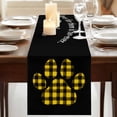 thumbnail image 3 of Table Runners 70 Inches Long Dress Scarves, Cats Pawprints Farmhouse Coffee/Dining/Kitchen Table Decor, Holiday Table Runner, Yellow Black Buffalo Plaid Pets Paw 13x70 Inch, 3 of 9