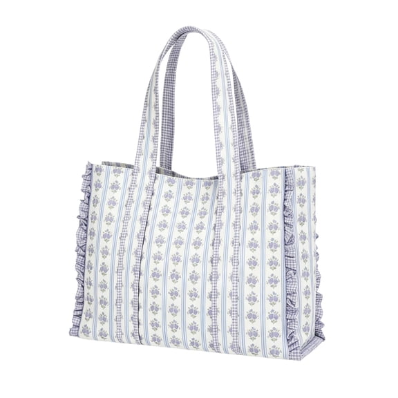 Canvas Tote Bag for Women,Large Capacity Shoulder Bag for Daily Shopping,Weekend Outdoor Activity,Vintage Floral Printed Bag for Travel