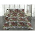 thumbnail image 2 of Ambesonne Floral Quilted Coverlet 3 Pcs, Gerbera Shadowy Effect Art, King Size, Pale Maroon Olive Green, 2 of 4