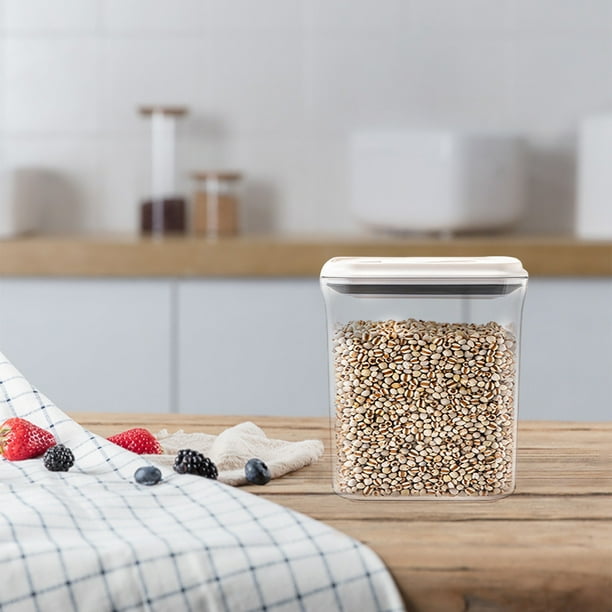 Recipiente hermético para almacenar cereales - Organizador de despensa de cocina de plástico transparente de 3200 ml con tapa fácil de cerrar para harina, arroz y aperitivos