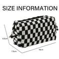 thumbnail image 2 of Makeup Bag Checkered Cosmetic Bag Brown Makeup Pouch 1Pcs Large Capacity Makeup Bags and 1Pcs Makeup Brushes Storage Bag Travel Toiletry Bag Organizer - Black and white check, 2 of 5