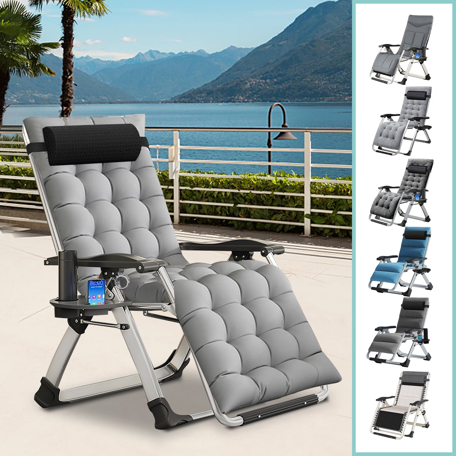 HIZLJJ Zero Gravity Folding Chair Office Adjustable Siesta Lounge Chair Balcony Lounge Chair Summer Sun Loungers Outdoor Beach Camping Chair