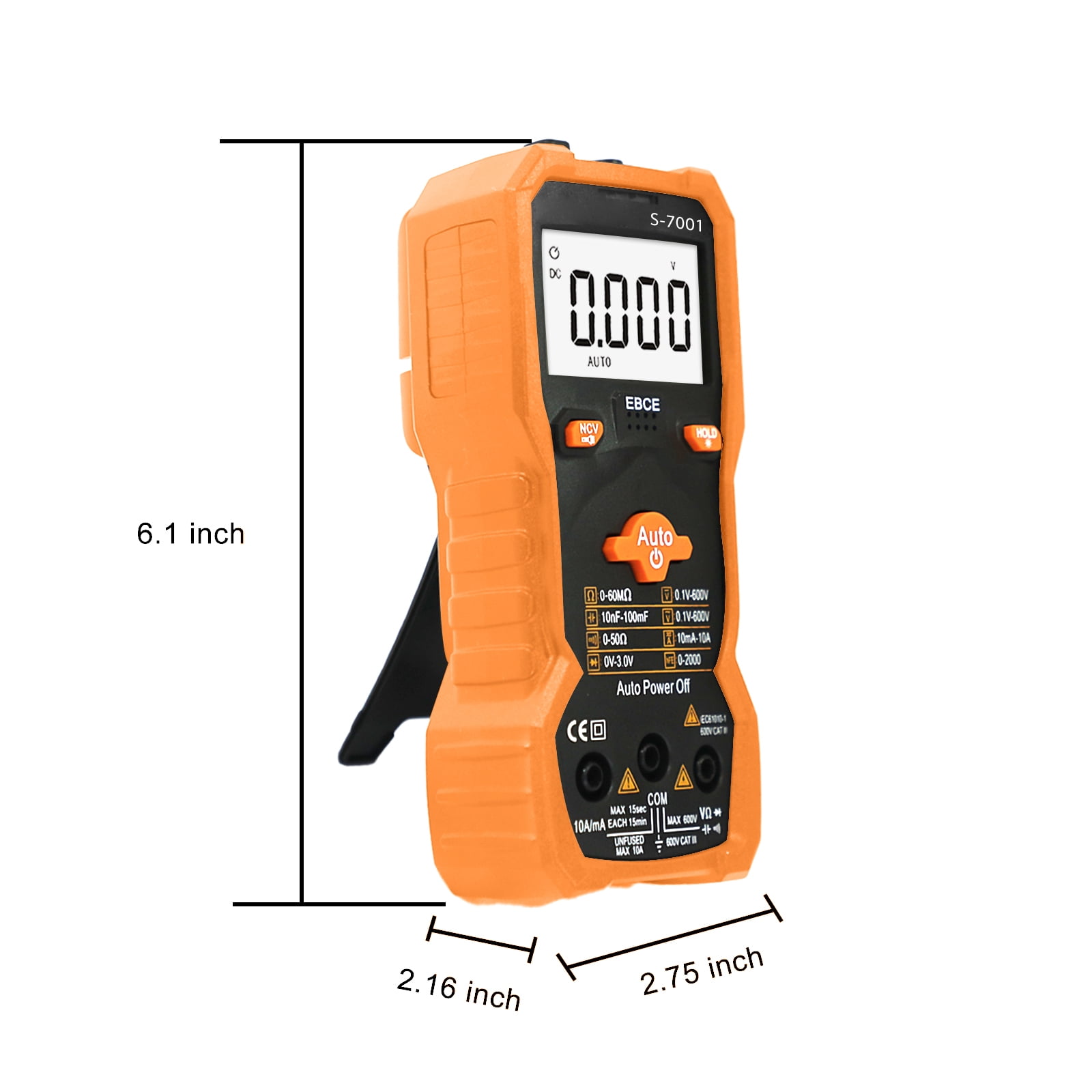 APOLLOLIFT 6000 Counts TRMS Digital Multimeter, Auto-Ranging Ohmmeter Voltage Tester with NCV Function for Measure Voltage Current Resistance Diodes Continuity, Orange,New