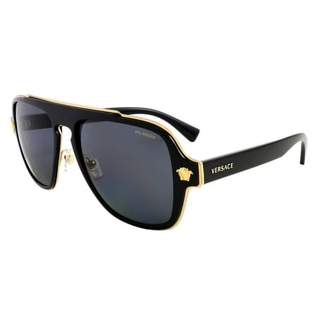 Versace Medusa Charm VE 2199 Plastic Unisex Aviator Polarized Sunglasses Black 56mm Adult