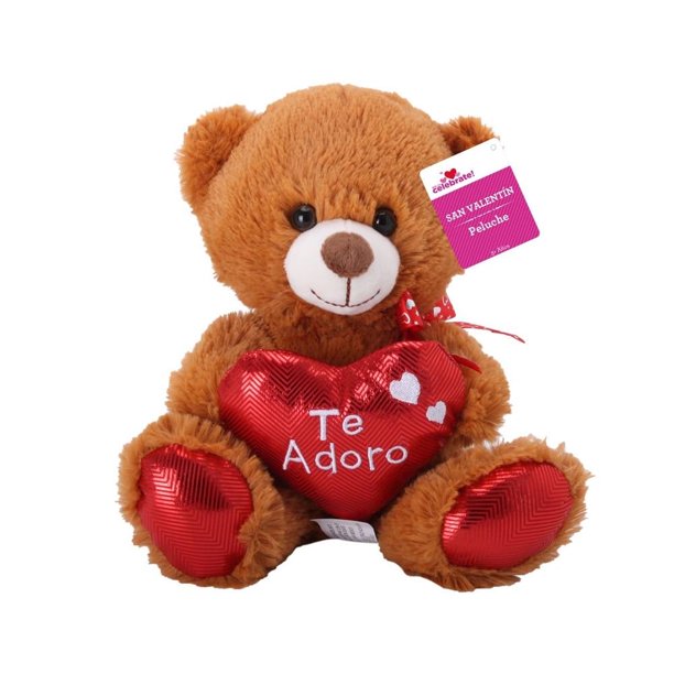 Peluche de San Valentín Way to celebrate Diseño de Oso Clásico con Corazón 21 cm Marrón