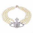thumbnail image 1 of Saturn Punk Style Layered Pearl Pendant Necklace for Women, 1 of 8