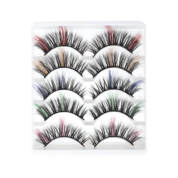 Unique Bargains 5 Pair 3D Mixed Color False Eyelashes for Makeup Colorful