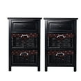thumbnail image 1 of Patiojoy 2 pcs 3-tier Bed Side Wood Table Storage Units End Table Organizer w/2 Rattan Drawers, 1 of 9