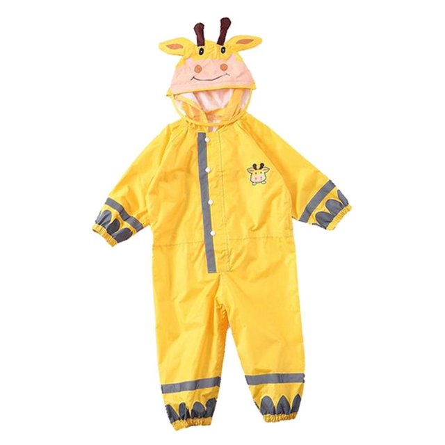 Injueey Chubasquero lindo para niños, chubasquero de dibujos animados, ropa impermeable para niños, impermeable, azul S Paraguas de lluvia amarillo METRO