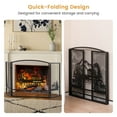 thumbnail image 3 of Amijoy 55" x 29.5" 3-Panel See-Through Metal Fireplace Screen, Foldable Fire Spark Guard Grate with Natural Scenery and Moose Pattern, 3 of 7