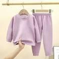 thumbnail image 2 of Odeerbi Kids Boys Girls Sweatsuits Fall Winter Two Piece Outfits Set Fashion Casual Round Neck Long Sleeve Sweatshirt Solid Color Jogger Pants Thermal Tracksuit Purple, 2 of 9