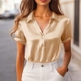 thumbnail image 2 of Taqqpue Women Silk Satin Tops Short Sleeve Blouse V Neck Shirts Business Casual Outfits S-2XL, 2 of 9