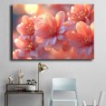 thumbnail image 4 of Mudket Soft Peach Flower with Gold Glitter Canvas Wall Art, Floral Wall Decor, Framed Ready to Hang Artwork for Living Room Bedroom Bathroom - 12"L x 8"W, 4 of 10