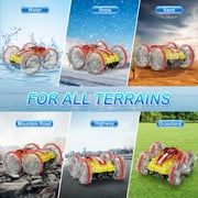 UUGEE Remote Control Cars, RC Car Boat Toys for Boys Kids, 2.4GHz 4WD Gesture 360° Rotating Drift Amphibious RC Stunt Car with LED Lights, Christmas Birthday Gifts for 8+ Year Old