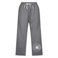 thumbnail image 4 of Casual Pants for Women Spring Summer Lace Up Loose Slacks Solid Drawstring Capri Pants Pocket Gray Womens Trousers S, 4 of 4