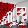 thumbnail image 2 of Maynos 4PCS / Set Flannel Fabric Valentines Day 3D Digital Printing 78"Shower Curtain + Bathroom Mat + U-Base Mat + Toilet Cover Mat for Home/Hotel/Party Decor, 8 Patterns Supplies (7#), 2 of 12