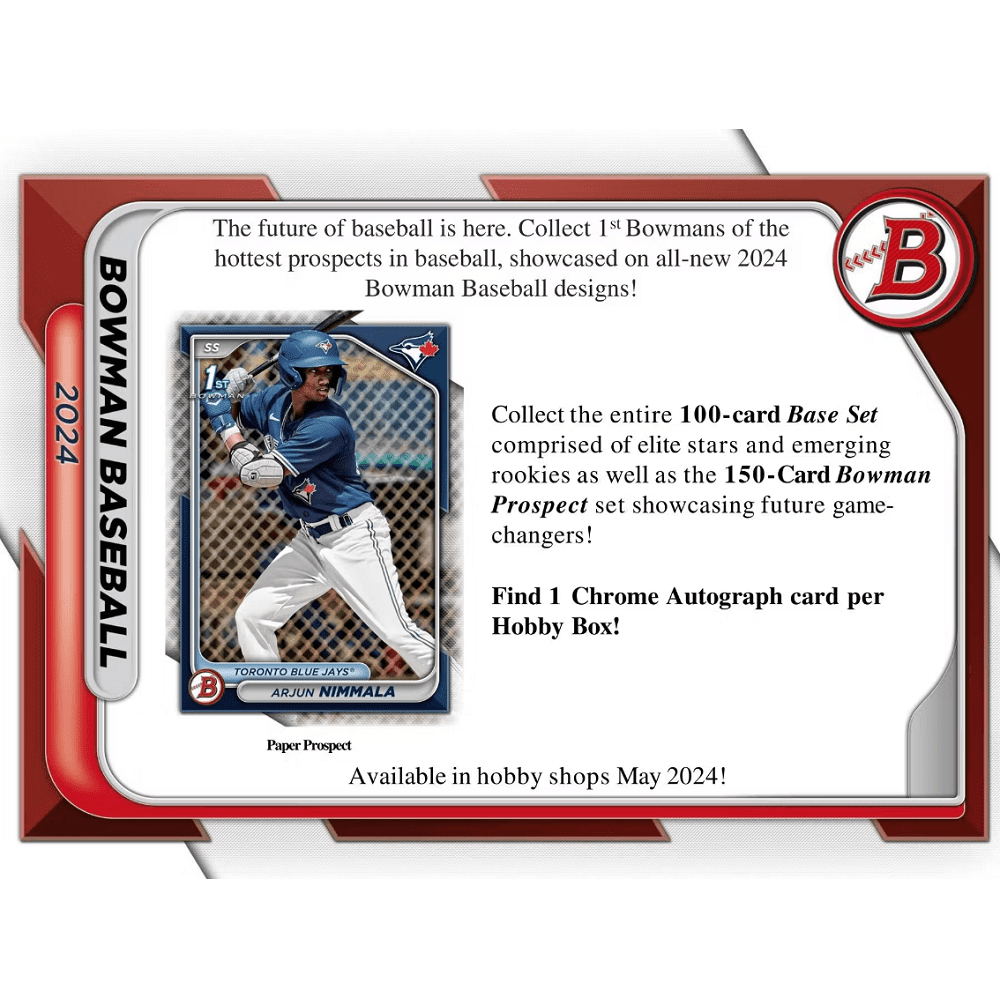 Topps 2024 MLB Bowman Baseball JUMBO BOX Trading Cards (12