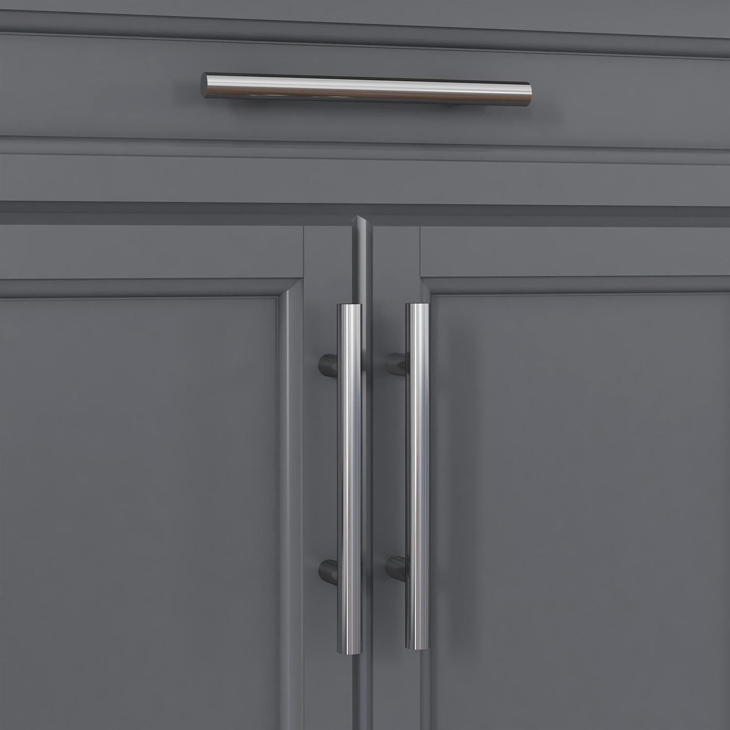 Demi Bonn 35" Mobile Kitchen Island with Stainless Steel Top, Storage Drawer, Towel & Spice Racks for Home Use, Utility Trolley, Gray