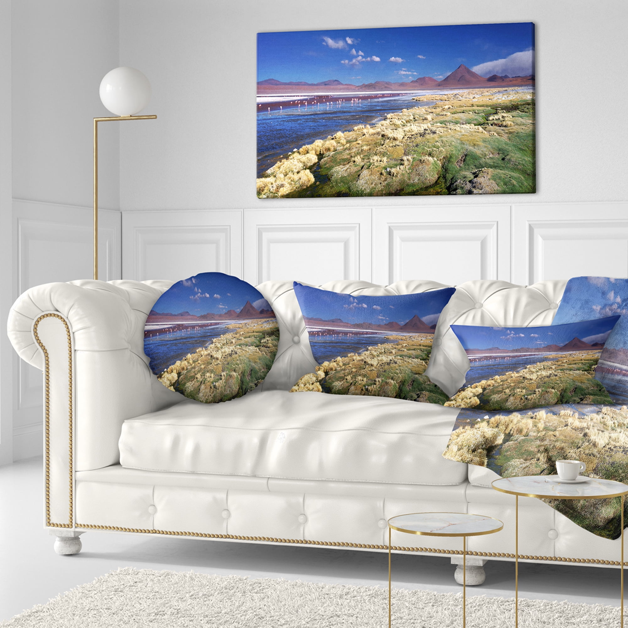 Designart Colorada Lagoon and Pabellon Volcano - Oversized Beach Throw Pillow - 12x20