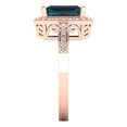 thumbnail image 3 of 2.78 ct Emerald Cut Natural London Blue Topaz with Simulated Diamond Halo Accents 18K Rose Gold Womens Engagement Ring, 3 of 5