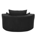 thumbnail image 2 of Chenille Swivel Accent Barrel Chair with 3 Removable Pillows (Black), 2 of 13
