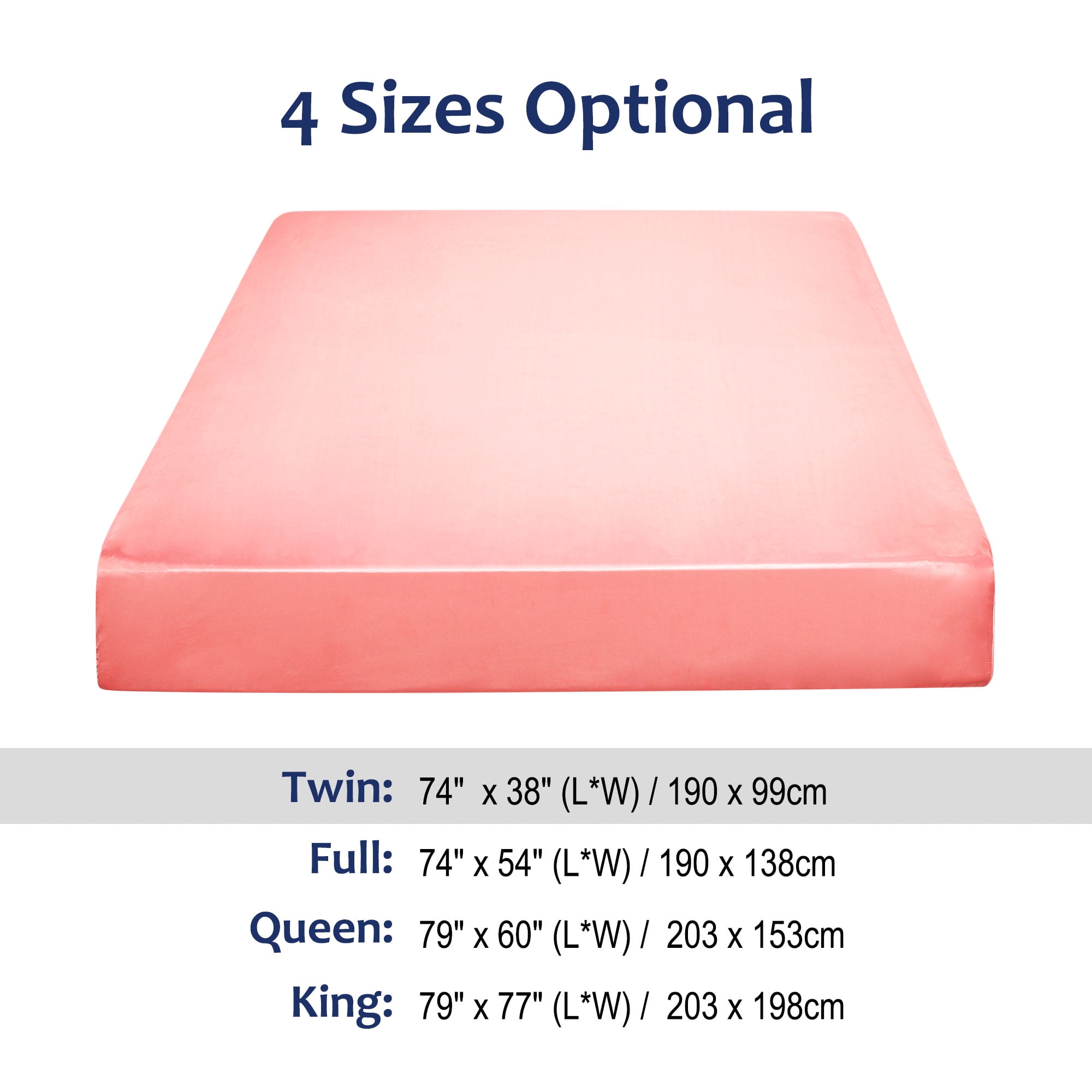 Unique Bargains 12" Large Pocket Satin Silk Fitted Sheet Twin Pink