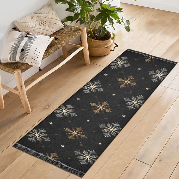 Bedroom Hallway Indoor Outdoor Mat With Rubber Backing Runner Rug Long Intricate Crosses Decorative