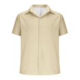 thumbnail image 5 of Ecqkame Men's Button Down Shirt Short Sleeve Turndown Solid Color Casual Breathable Tops Summer Business Dress Shirt Khaki XL, 5 of 6
