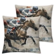thumbnail image 2 of Nawypu Horse Race Competition  Throw Cushion Cover Racing Horses with Creative Jockeys Watercolor Painting Pillow Cover  Decorative for Living Bedroom/Office for Men Women  2pcs White, 2 of 6