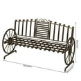 thumbnail image 3 of Outdoor Bench Patio, Metal Garden Bench with Built-in Table, 3-Person Park Bench for Lawn, Porch, Bronze, 3 of 8