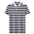 thumbnail image 4 of Mens Polo Shirts Loose Bussiness Striped Shirt Cotton Moisture Wicking Classic Collared Casual Golf Shirts for Middle-aged Size M-4XL Blue, 4 of 9