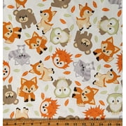 Minky Woodland Buddies Cute Baby Animals Kids Children's Minky Plush Fabric Print by the yard (DT-5366-MF)