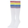 thumbnail image 2 of Knee High Socks for Women – 4 Pairs Solid & Striped Color Cotton Long Socks, Size 6-10, 2 of 11