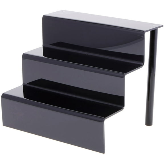 Plymor Black Acrylic 3-Step Display Stairs, 9.5" H x 12" W x 9.5" D