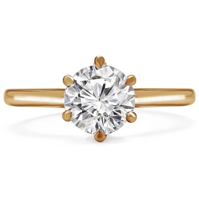 14K Retro Diamond Solitaire Promise Engagement Ring Size 5.25 Yellow Gold