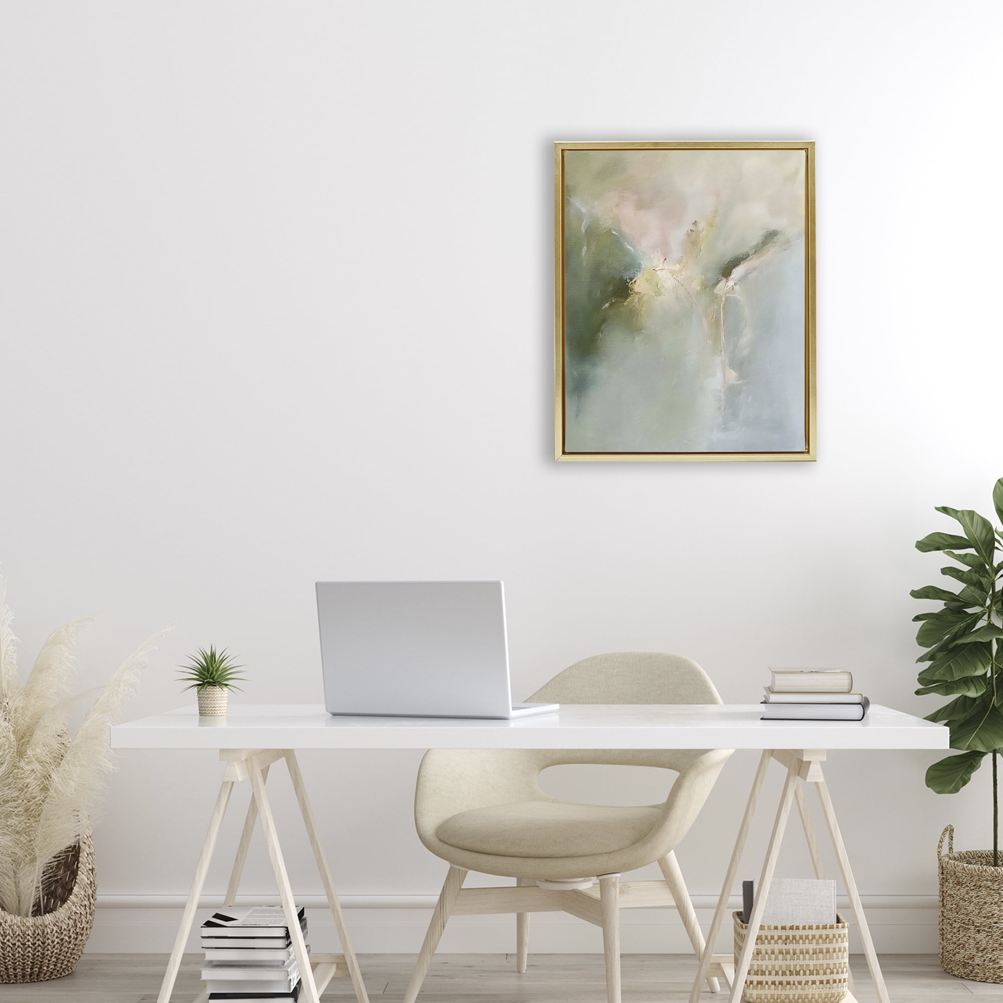 Stupell Industries Ethereal Brushwork Harmony Gold Framed Floater Canvas Wall Art, design by Riley B