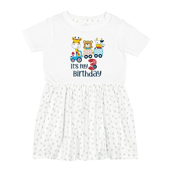 Inktastic Giraffe Bear and Cow Train 3rd Birthday Girls Toddler Dress